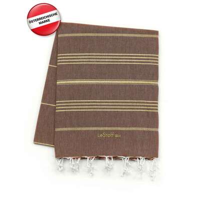 Sie sehen eine Packung LeStoff Hamamtuch Brown-Gold, Produktbild: 02 LeStoff Hamamtuch Brown-Gold, A-Nr.: 5839807 - 02