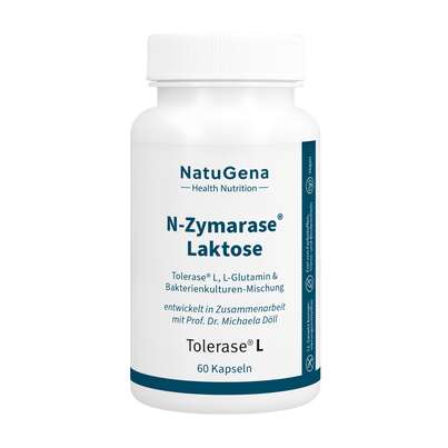 Sie sehen eine Packung NatuGena N-Zymarase® Laktose Kapseln, Produktbild: 01 NatuGena N-Zymarase® Laktose Kapseln, A-Nr.: 5901245 - 01
