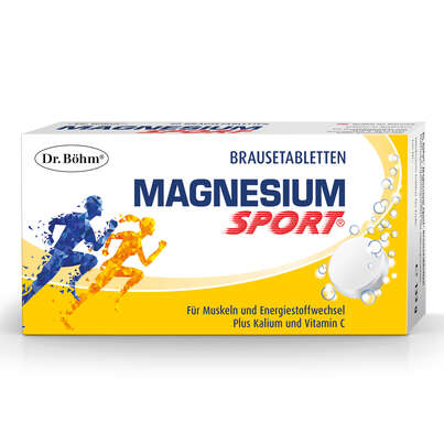 Sie sehen eine Packung Dr. Böhm Magnesium Sport Brausetabletten, Produktbild: 01 Dr. Böhm Magnesium Sport Brausetabletten, A-Nr.: 2745709 - 01