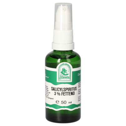 Sie sehen eine Packung SALICYLSPIRITUS 3% FETTEND 50 ML, Produktbild: 01 SALICYLSPIRITUS 3% FETTEND 50 ML, A-Nr.: 5778230 - 01