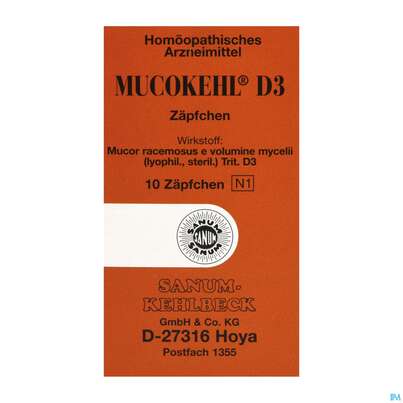 Sie sehen eine Packung Mucokehl Supp D3 10st, Produktbild: 01 Mucokehl Supp D3 10st, A-Nr.: 0991255 - 01