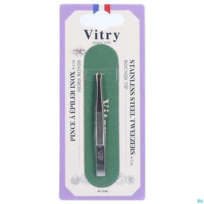 Sie sehen eine Packung Vitry Pinzette Rostfrei Rund 1pc, Produktbild: 03 Vitry Pinzette Rostfrei Rund 1pc, A-Nr.: 4633009 - 03