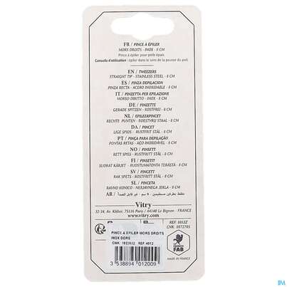 Vitry Zupfpinzette „prestige“ Rostfreier Edelstahl Gerade 1pc, A-Nr.: 4633707 - 07