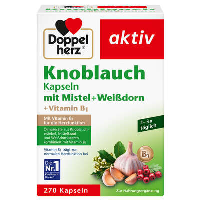 Knoblauch Kapseln mit Mistel + Weißdorn + Vitamin B1, A-Nr.: 5987330 - 01
