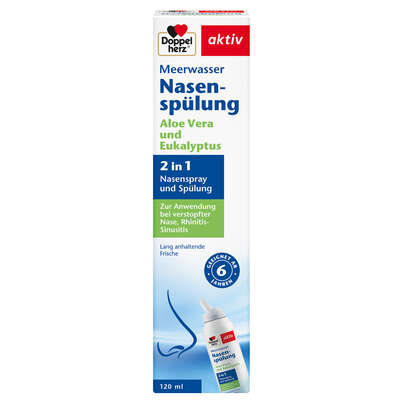 Sie sehen eine Packung Doppelherz Meerwasser Nasenspülung, Produktbild: 01 Doppelherz Meerwasser Nasenspülung, A-Nr.: 6001845 - 01