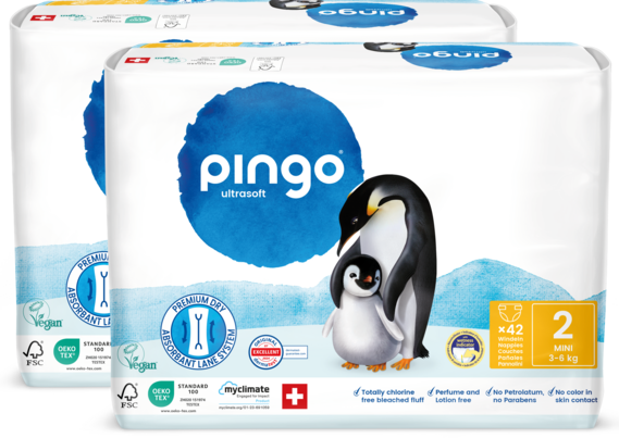 Bio Windeln Nr.2 Mini Jumbo 3-6kg Pinguin – Pingo Swiss, A-Nr.: 4559537 - 01