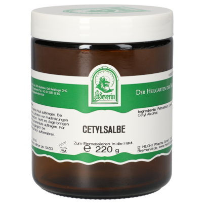 Sie sehen eine Packung CETYLSALBE 220 G, Produktbild: 01 CETYLSALBE 220 G, A-Nr.: 5171924 - 01