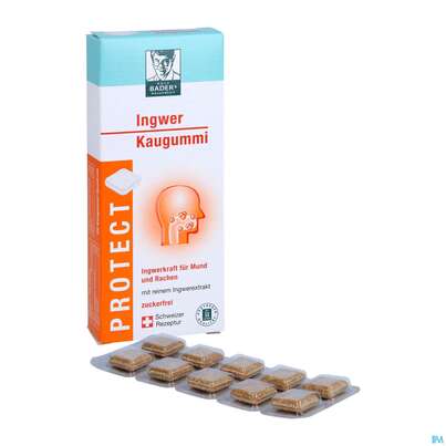 Sie sehen eine Packung Baders Protect Ingwer Kaugummi -cur 20st, Produktbild: 05 Baders Protect Ingwer Kaugummi -cur 20st, A-Nr.: 5383862 - 05