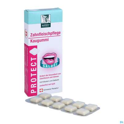 Sie sehen eine Packung Baders Protect Zahnfleischpflege Kaugummi Cur 20st, Produktbild: 05 Baders Protect Zahnfleischpflege Kaugummi Cur 20st, A-Nr.: 4111541 - 05