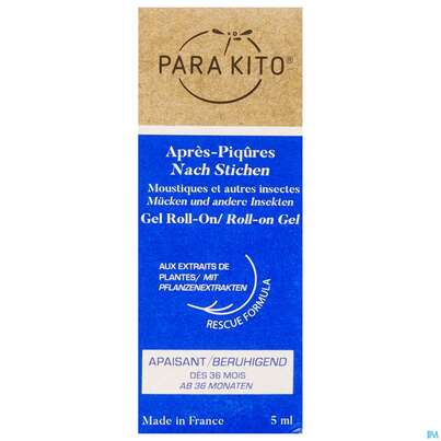 Sie sehen eine Packung Insektenschutz Para Kito Nach Stich Roll-on 5ml, Produktbild: 01 Insektenschutz Para Kito Nach Stich Roll-on 5ml, A-Nr.: 4835954 - 01