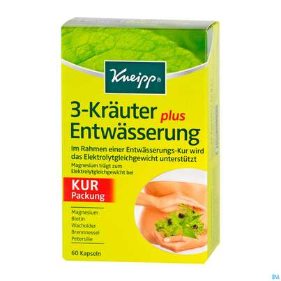 Sie sehen eine Packung Kneipp 3-kraeuter Entwaesserung Plus 60st, Produktbild: 02 Kneipp 3-kraeuter Entwaesserung Plus 60st, A-Nr.: 3577898 - 02