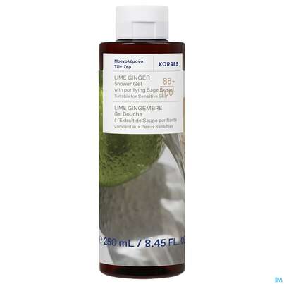 Sie sehen eine Packung Korres Lime Ginger Duschgel 250ml, Produktbild: 01 Korres Lime Ginger Duschgel 250ml, A-Nr.: 5793206 - 01