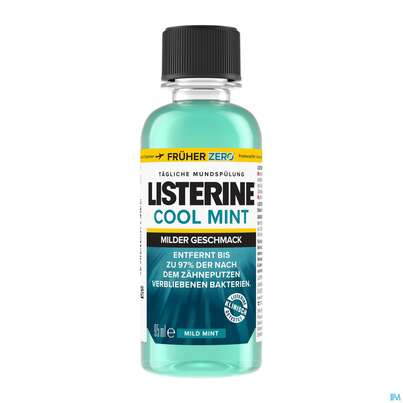 Sie sehen eine Packung Mundwasser/spuelung Listerine Coolmint-johnson+johnson Milder Geschmack 95ml, Produktbild: 01 Mundwasser/spuelung Listerine Coolmint-johnson+johnson Milder Geschmack 95ml, A-Nr.: 4121491 - 01