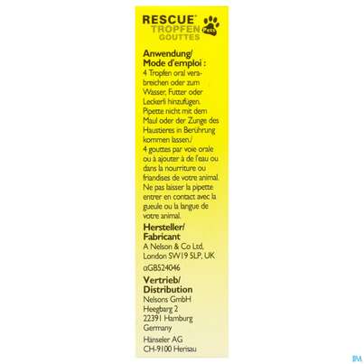 Rescura Pets Tropfen Ohne Alkohol 10ml, A-Nr.: 4089250 - 07