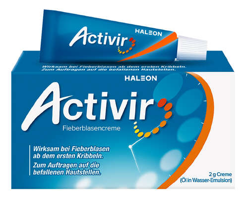 Sie sehen eine Packung Activir Fieberblasencreme 2g Tube, Produktbild: 01 Activir Fieberblasencreme 2g Tube, A-Nr.: 3509750 - 01