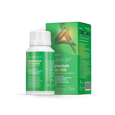 Sie sehen eine Packung ACURAFLEX® Magnesium Citrat 400 – 100 Kapseln mit 400 mg Magnesium, Produktbild: 01 ACURAFLEX® Magnesium Citrat 400 – 100 Kapseln mit 400 mg Magnesium, A-Nr.: 6130755 - 01