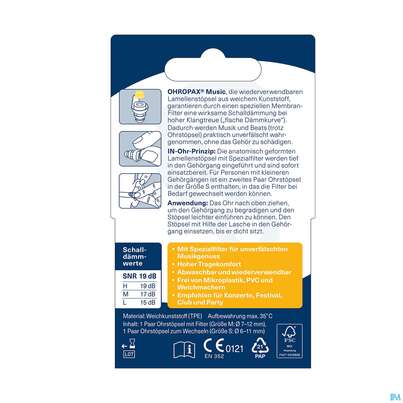Ohrenschutz Ohropax Music Spezial Filter-1 Paar Pgerm 2st, A-Nr.: 4778475 - 06