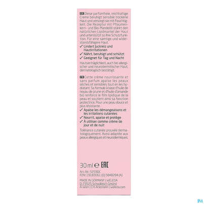 Sie sehen eine Packung Weleda Feuchtigkeitscreme Mandel Sensitiv 30ml, Produktbild: 03 Weleda Feuchtigkeitscreme Mandel Sensitiv 30ml, A-Nr.: 5848284 - 03