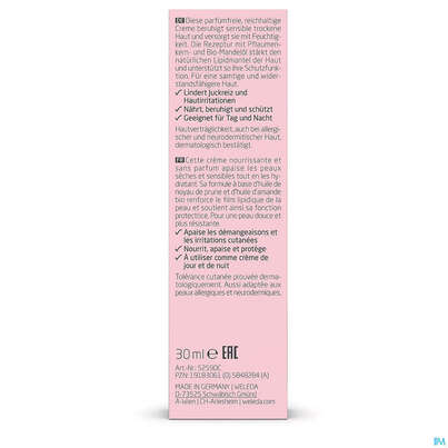 Sie sehen eine Packung Weleda Feuchtigkeitscreme Mandel Sensitiv 30ml, Produktbild: 06 Weleda Feuchtigkeitscreme Mandel Sensitiv 30ml, A-Nr.: 5848284 - 06