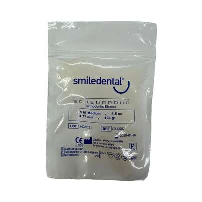 Sie sehen eine Packung Spangengummis 3/16 medium latexfarben, Produktbild: 01 Spangengummis 3/16 medium latexfarben, A-Nr.: 6123761 - 01