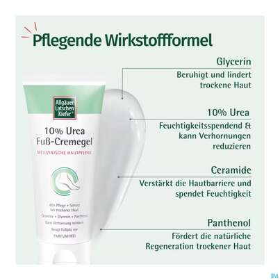 Sie sehen eine Packung Allgaeuer Latschenkiefer 10% Urea Fusscremegel 100ml, Produktbild: 06 Allgaeuer Latschenkiefer 10% Urea Fusscremegel 100ml, A-Nr.: 5883576 - 06