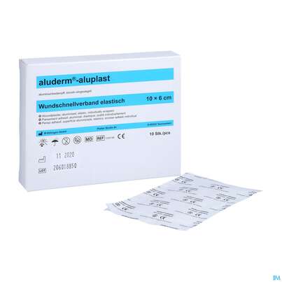 Sie sehen eine Packung Aluderm/alupl El Wundpflaster 10x 6cm 10 Abschnitte 1pk, Produktbild: 07 Aluderm/alupl El Wundpflaster 10x 6cm 10 Abschnitte 1pk, A-Nr.: 5650286 - 07