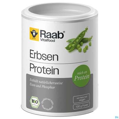 Sie sehen eine Packung Erbsen Protein Pulver Bio Raab 100g, Produktbild: 01 Erbsen Protein Pulver Bio Raab 100g, A-Nr.: 5871142 - 01