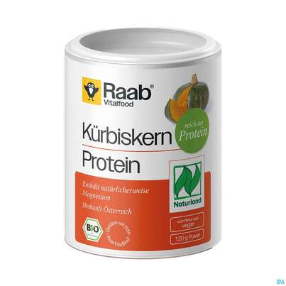 Sie sehen eine Packung Kuerbiskern Protein Pulver Bio Raab 120g, Produktbild: 02 Kuerbiskern Protein Pulver Bio Raab 120g, A-Nr.: 5871449 - 02