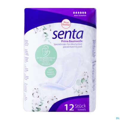 Monatshygiene Binden Senta Prima Baumwolle 12st, A-Nr.: 5959380 - 02