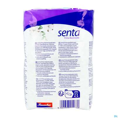 Monatshygiene Binden Senta Prima Baumwolle 12st, A-Nr.: 5959380 - 06