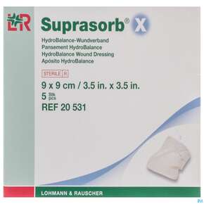 Suprasorb/x Hydrobalance Wundverband Kompresse 9x 9cm 5st, A-Nr.: 3065141 - 01