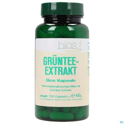 Sie sehen eine Packung Bios Grünteeextrakt 100 Kapseln, Produktbild: 01 Bios Grünteeextrakt 100 Kapseln, A-Nr.: 3891471 - 01