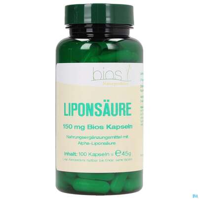Sie sehen eine Packung Bios Liponsäure 100 Kapseln, Produktbild: 01 Bios Liponsäure 100 Kapseln, A-Nr.: 3892105 - 01