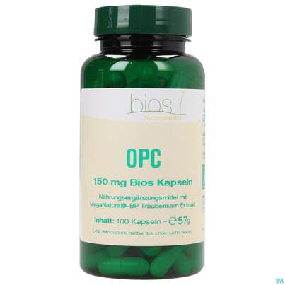 Sie sehen eine Packung Bios Opc 150mg 100 Kapseln, Produktbild: 01 Bios Opc 150mg 100 Kapseln, A-Nr.: 3892625 - 01