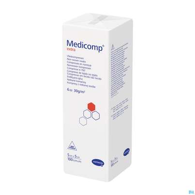 Kompressen Medicomp/extra Vliesstoff 6fach Unsteril 5x 5cm 100st, A-Nr.: 1652087 - 02