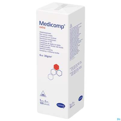 Kompressen Medicomp/extra Vliesstoff 6fach Unsteril 5x 5cm 100st, A-Nr.: 1652087 - 03