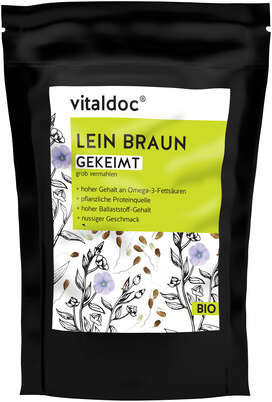 Sie sehen eine Packung vitaldoc® BIO Lein gekeimt, grob vermahlen, Produktbild: 01 vitaldoc® BIO Lein gekeimt, grob vermahlen, A-Nr.: 5983757 - 01