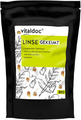 Sie sehen eine Packung vitaldoc® BIO Linse ganz, gekeimt, Produktbild: 01 vitaldoc® BIO Linse ganz, gekeimt, A-Nr.: 5983740 - 01