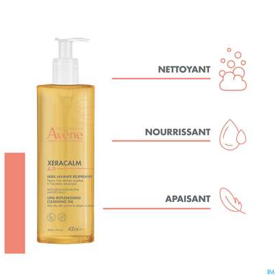 Sie sehen eine Packung Avène Xeracalm A.d Rückfettendes Reinigungsöl 400ml, Produktbild: 11 Avène Xeracalm A.d Rückfettendes Reinigungsöl 400ml, A-Nr.: 5607356 - 11