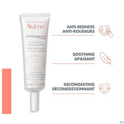 Sie sehen eine Packung Avene Antirougeurs Fort/stark Intensivpflege 30ml, Produktbild: 15 Avene Antirougeurs Fort/stark Intensivpflege 30ml, A-Nr.: 2571623 - 15