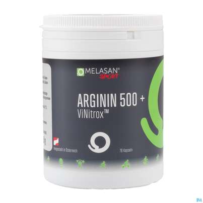 Sie sehen eine Packung Arginin Kapseln Melasan Sport 500+ Vinitrox 76st, Produktbild: 02 Arginin Kapseln Melasan Sport 500+ Vinitrox 76st, A-Nr.: 4391517 - 02
