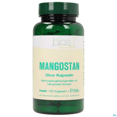 Sie sehen eine Packung Bios Mangostan 100 Kapseln, Produktbild: 01 Bios Mangostan 100 Kapseln, A-Nr.: 4185775 - 01