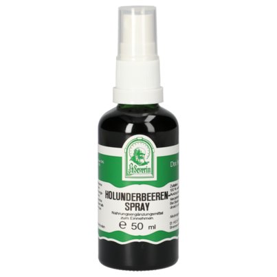 Sie sehen eine Packung HOLUNDERBEEREN SPRAY 50 ML, Produktbild: 01 HOLUNDERBEEREN SPRAY 50 ML, A-Nr.: 4789177 - 01