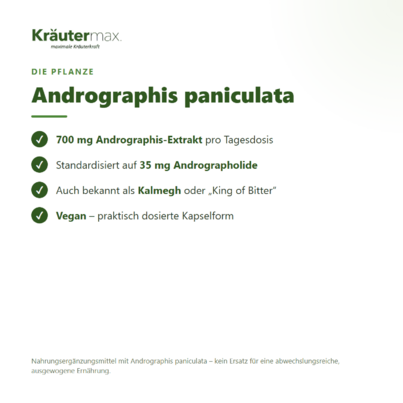 Sie sehen eine Packung Andrographis Kapseln 700mg 60 Stueck, Produktbild: 02 Andrographis Kapseln 700mg 60 Stueck, A-Nr.: 5414203 - 02