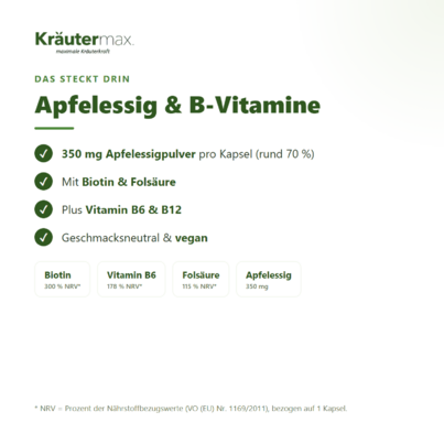 Sie sehen eine Packung Apfelessig Kapseln vegan 60 Stueck, Produktbild: 03 Apfelessig Kapseln vegan 60 Stueck, A-Nr.: 5746253 - 03