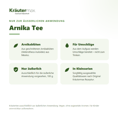 Sie sehen eine Packung Arnika Tee 100 g (nur aeusserlich), Produktbild: 02 Arnika Tee 100 g (nur aeusserlich), A-Nr.: 6031496 - 02