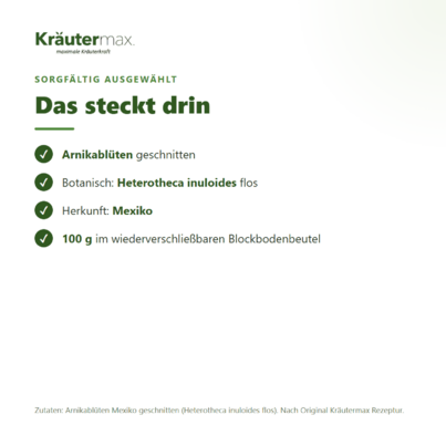 Sie sehen eine Packung Arnika Tee 100 g (nur aeusserlich), Produktbild: 03 Arnika Tee 100 g (nur aeusserlich), A-Nr.: 6031496 - 03