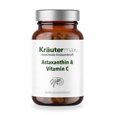 Sie sehen eine Packung Astaxanthin Kapseln mit Vitamin C 60 Stück, Produktbild: 01 Astaxanthin Kapseln mit Vitamin C 60 Stück, A-Nr.: 5746276 - 01