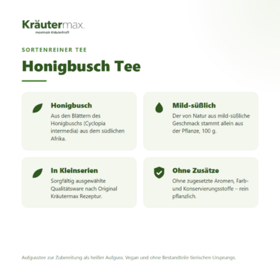 Sie sehen eine Packung Honigbusch Tee 100 g, Produktbild: 02 Honigbusch Tee 100 g, A-Nr.: 6031929 - 02