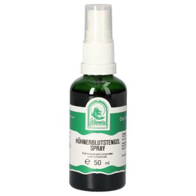 Sie sehen eine Packung HUEHNERBLUTSTENGEL SPRAY 50 ML, Produktbild: 01 HUEHNERBLUTSTENGEL SPRAY 50 ML, A-Nr.: 5773505 - 01